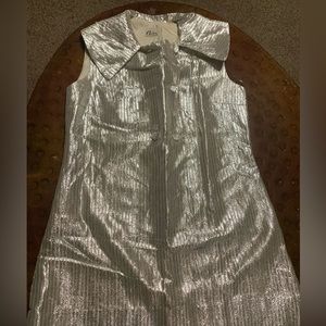 Vintage Dress By Charm of Hollywood California TV Prop Shiny Gray Mini 60's